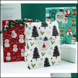 Geschenkomschakeling Nieuwe kerstcadeau Verpakking Tas Sneeuwman Tree Penguin Food Diy Baking Snack Kraft Paper Flat Pocket Drop Delivery 2021 Home Dhew9