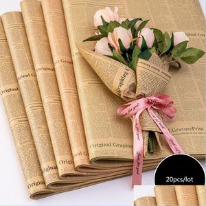 Envoltura de regalo Periódico Floristería Ramo de flores Papel de embalaje para cumpleaños San Valentín Día de la Madre Navidad Acción de Gracias Entrega de gota H Dhrhk