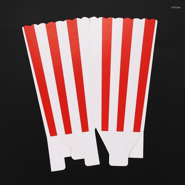 Emballage cadeau NHBR 12 Cinema Stripes Treat Party Small Candy Favor Popcorn Bags Boxes Rouge