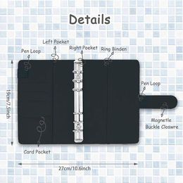 Geschenkwikkel Notebook Binder Budget Planner Organisator 6 Ring Cover Pockets Kostenbladen Sticking Ruler Bgift