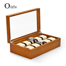 Cadeau Wrap Oirlv 10 grilles en bois massif bijoux organisateur boîte porte-montre boîtier de rangement montre boîte d'affichage pour homme femme amovible montre oreiller 231019