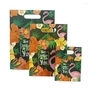 Emballage cadeau Omilut 3 pièces sac flamant rose été feuille de palmier décor Hawaii fête d'anniversaire fournitures