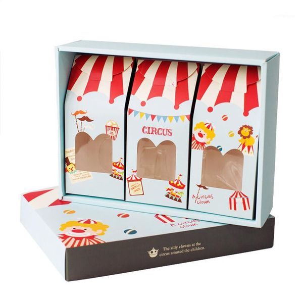 Cadeau Wrap Omilut Circus Candy Box Joyeux Anniversaire Fête Kid Biscuits À La Main Paquet Sac Enfants Boîtes Fournitures1