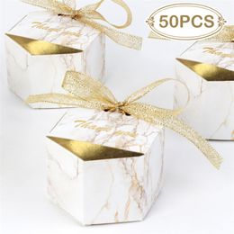 Cadeau Wrap OurWarm 30 / 50pcs Boîtes de bonbons de style marbre Faveurs de mariage créatives et cadeaux pour les fournitures de fête d'invité Papier Merci Coffrets cadeaux 220913