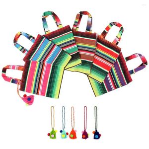 Cadeau wrap Ourwarm 6pcs Mexicaanse tote gunst bags handwoven feest tafelkleed kleurrijk met kwastjes voor benodigdheden