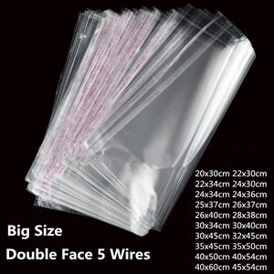 Papier d'emballage cadeau 100 pièces Sacs de vêtements transparents Sacs en plastique auto-scellants Sacs cadeaux Opp pour fête de mariage Sacs adhésifs pour t-shirt et vêtements 230418