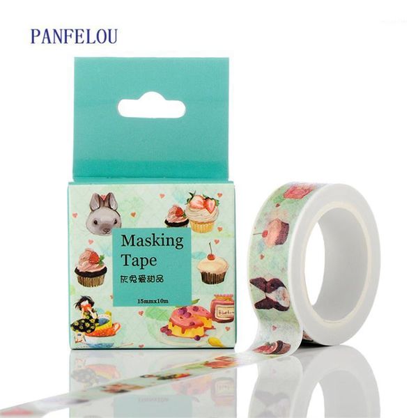 Papel de regalo PANFELOU 1,5 CM x 10 M pegatinas de dibujos animados de postre línea adhesiva de enmascarar cinta de papel Washi DIY Scrapbooking cuenta de mano
