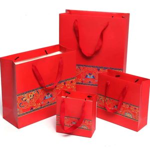 Geschenkwikkelpapiertas Gedrukt met handvat Wedding Party Favor tassen Chinese stijl Evenementbenodigdheden S S