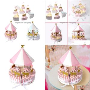 Geschenkwikkeling papier carrousel doos gunsten souvenirs voor gasten feestje baby shower cake kinderen decoratie drop levering home tuin fe dhxy7