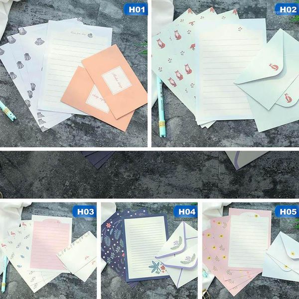 Envoltura de regalos sobres de papel set de letra decoración decoración encantadora pequeña fragancia fresca kit de papelería escolar de suministros