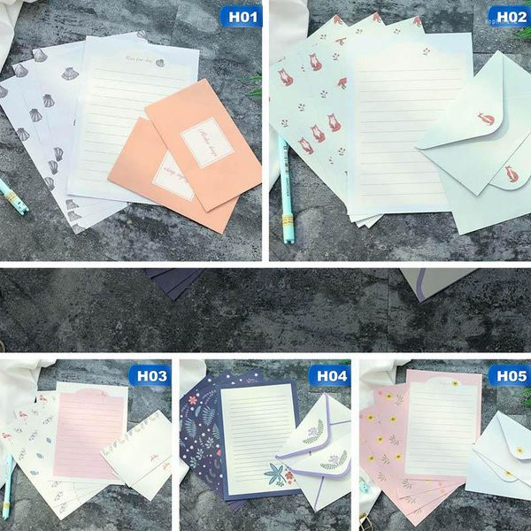 Emballage cadeau enveloppes en papier ensemble lettre écriture décor belle petite enveloppe de parfum frais Kit papeterie fournitures scolaires cadeau