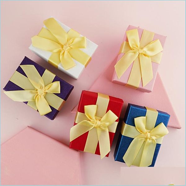 Papier cadeau rouge à lèvres boîte-cadeau boutique de bijoux avec grand nœud papillon Saint-Valentin anniversaire lèvres emballage étui livraison directe maison jardin festif Dhktx