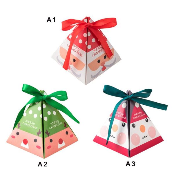 Emballage cadeau Boîtes à biscuits de fête Créativité Pyramide Durable 10pcs / Set Pliable 10pcs Sac de bonbons de Noël