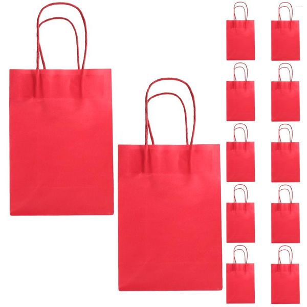 Emballage cadeau Sacs de faveur de fête Fournitures de Noël Poignées rouges Papier Favoris Année en vrac Fourre-tout Goodie Tissu