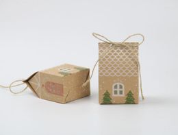 Emballage cadeau Emballage de boîte de faveur de fête pour sacs de Noël et décorations de bonbons 10 pièces / lot papier kraft de cadeau de maison