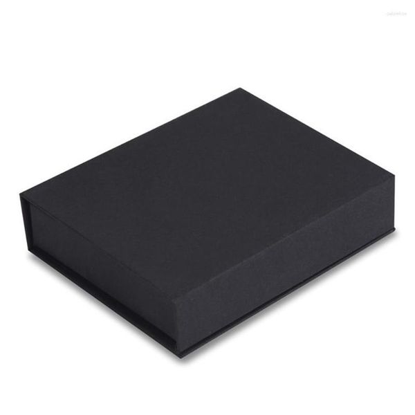 Envoltura de regalo para fiesta, funda con tapa, joya, caja de papel artesanal, embalaje negro, USB, almacenamiento rectangular, recuerdo de boda, pequeña empresa