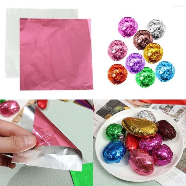 Envoltura de regalo PCS Candy Metal Estampado Decoración Color Estaño Alimentos Dorado Paquete de chocolate Papel Envoltura Papel de aluminio