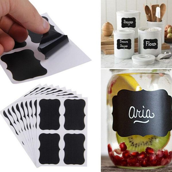 Emballage cadeau Pcs Fancy Black Board Kitchen Jar Label Stickers Chalkboard Paster Decor CardboardGift