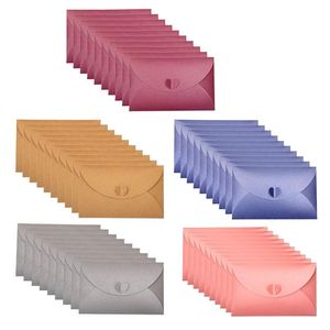 Emballage cadeau Pcs fait à la main Mini carte mignon Post coeur fermoir enveloppes en papier Kraft brillant coloré porte-enveloppes cadeau