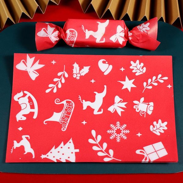 Cadeau cadeau pcs / lot mignon chaud blanc ornement de Noël festif rouge nougat papier d'emballage traîneau renne arbre décor bricolage bonbons papier cadeau
