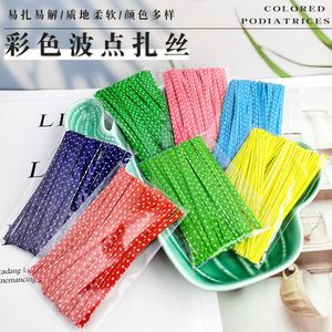 Envoltura de regalo PCS / paquete de 9 cm de color de lunares de color corbata de alambre embalaje para hornear bolsa de pan sellado lollipop tiegift