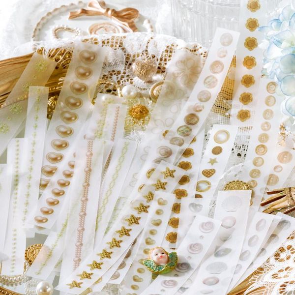 Cadeau cadeau pcs translucide rétro longue bande autocollant dentelle décoration main compte collage matériel bricolage journal scrapbooking cadeau cadeau cadeau