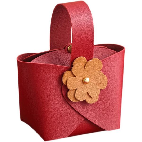 Emballage cadeau PCS Idées de boîte de bonbons de mariage avec des fleurs Fournitures de fête Sacs Baby Shower Sacs en cuir de pocheGift