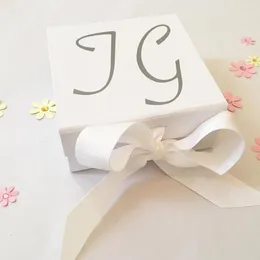 Confezione regalo personalizzata piccola scatola di gioielli con il tuo nome bianco lusso nuziale compleanno