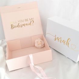 Geschenkwikkel Personaliseerde bruidsmeisje doos Maid of Honor aangepaste bruiloft met naam voor verjaardag Kerstmis 220913