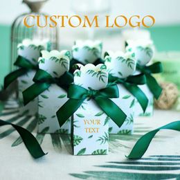 Geschenkwikkeling Personaliseerde aangepaste bruiloft Candy Box Verpakking Palmbladeren Eid Mubarak Decoratie Baby shower cadeaus voor gasten 230815