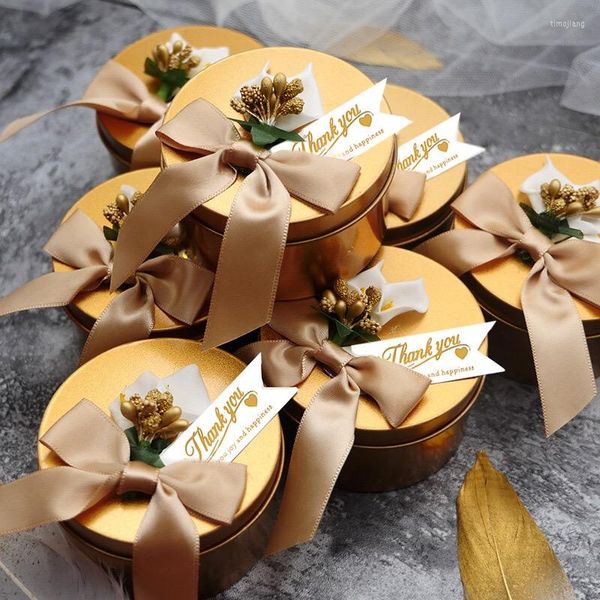 Cadeau cadeau personnalisé or rouge faveurs de mariage cadeaux baby shower anniversaire boîtes de bonbons en étain conteneur de chocolat pour les invités