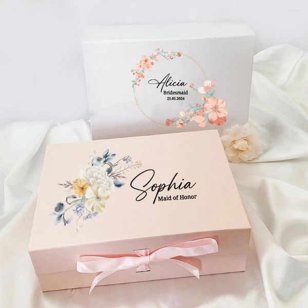Boîte de demoiselle d'honneur enveloppe de mariage personnalisé avec une douche nuptiale de ruban favori la demoiselle d'honneur / femme de chambre proposition