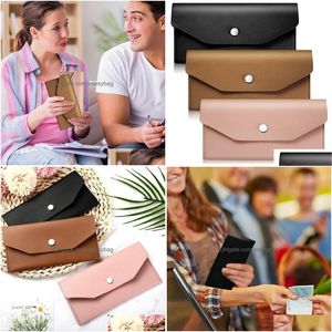 Geschenkwikkelingen Cash Envelops Wallet waterdichte platte metalen snap herbruikbare portemonnee voor cadeau drop levering home tuin feestelijke p dhveh