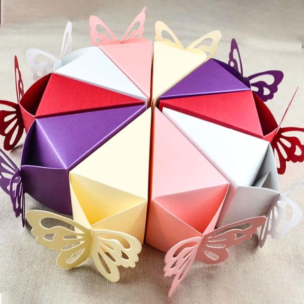 Emballage cadeau pièces découpage papillon gâteau boîte à bonbons chocolat papier boîtes cadeaux de mariage faveur pour les invités SouvenirGift