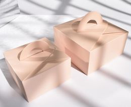 Geschenkwikkel roze 20 stks/set boetiek draagbare bak vierkant vaste kleur verpakking doos bruiloft snoepje verjaardagsfeestje vouwkarton