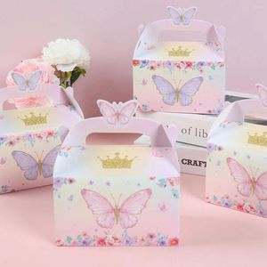 Geschenkwikkeling Pink Butterfly Handtas Doos Candy Baby Shower Party Gunsten voor Guest Birthday Wedding Decorations Supplies