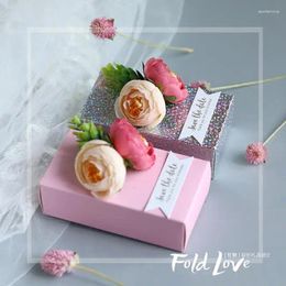 Cadeau cadeau rose fleur boîte sacs d'emballage boîtes de bonbons de mariage bébé douche faveurs fournitures de papier en gros 10/20/30pcs
