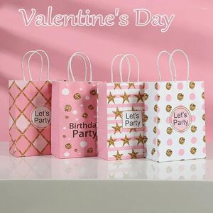 Enveloppe cadeau fille rose coeur kraft en papier fourre-tout