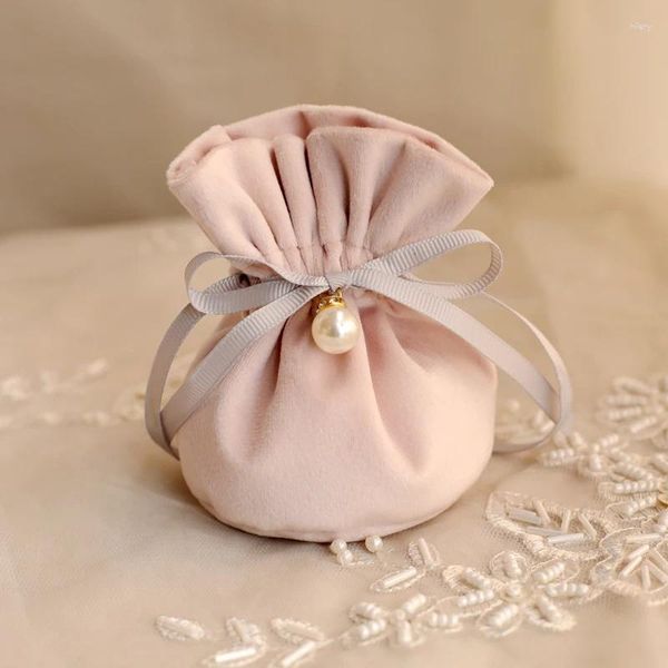 Envoltura de regalo Bolsas de terciopelo rosa Azúcar Caja de dulces de boda Día de San Valentín Baby Shower Evento Favores de fiesta Suministros de embalaje al por mayor
