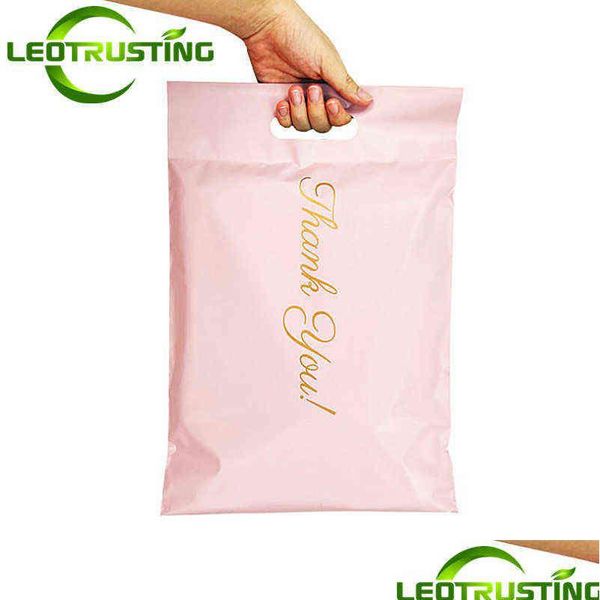 Cadeau cadeau rose / blanc / noir merci portable poly mailer enveloppes adhésives sacs courrier cheveux bundles cadeaux de fête boîtes pochettes H12 Dhi1P