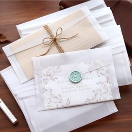 Emballage Cadeau Pinkinahy 10pcs Enveloppe Transparente Personnalisée Enveloppes En Papier Translucide Ensemble Lettre Invitation De Mariage Vintage Pour CardGift