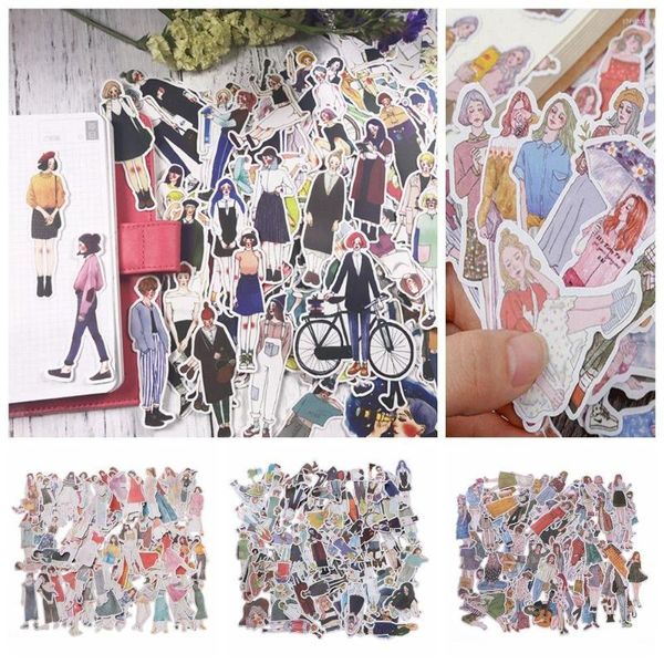 Papier Cadeau Po Journal Mori Filles Autocollants Scrapbooking Patchwork Dessin Animé Silhouette Paster Jolies Femelles Stickers