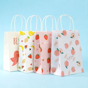 Cadeau cadeau boîte portable papier sac pratique vêtements coloré dessin animé fruit sac à main emballage pour bonbons gâteau fournitures de fête d'anniversaire