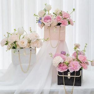 Boîte de cadeaux Boîtes portables en rose Boîtes d'emballage de fleurs de mariage Mariage de fête d'anniversaire de la Saint-Valentin