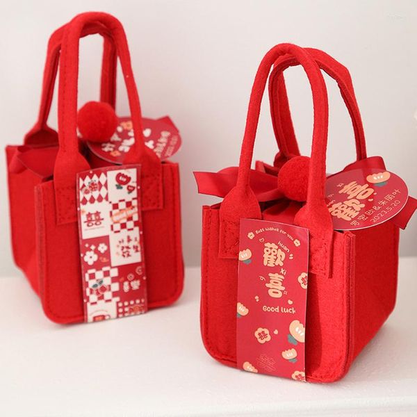 Envoltura de regalo Caja portátil Boda para invitados Baby Shower Paquete de dulces Bolsa de fieltro Presenta decoración