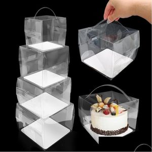 Enveloppe de gâteau portable boîte portable en papier transparent en bas de casse inférieur boîtier de fourrette Décoration Backing Birthday Party Package Fournit Drop livrer Dhlca