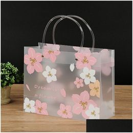 Enveloppe cadeau portable fleur de cerisier usagère imperméable Sac transparent grosté sac à main de sac à main