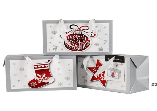 Enveloppe cadeau portable Sac de Noël Snowflake Noël carton blanc papier chauffage rétrospectif film beau chaussette ferme ballon de mer shippin8504642