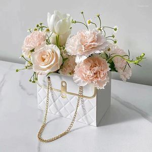 Cadeau cadeau boîte à fleurs portable papier pliable sac d'emballage pratique fête de mariage rose emballage boîtes de décoration