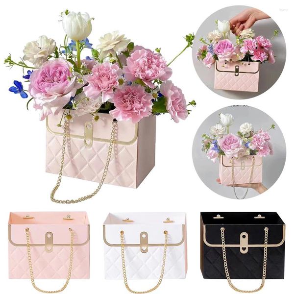 Cadeau cadeau portable fleur rose emballage boîtes rectangle sac d'emballage pour magasin de mariage cadeaux de fête d'anniversaire de la Saint-Valentin